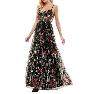 Embroidered Illusion Corset Gown